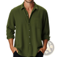 Men's Slim Fit Digital Print Linen Blend Casual Shirt