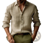 Men's Slim Fit Digital Print Linen Blend Casual Shirt