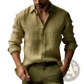 Men's Slim Fit Digital Print Linen Casual Shirt