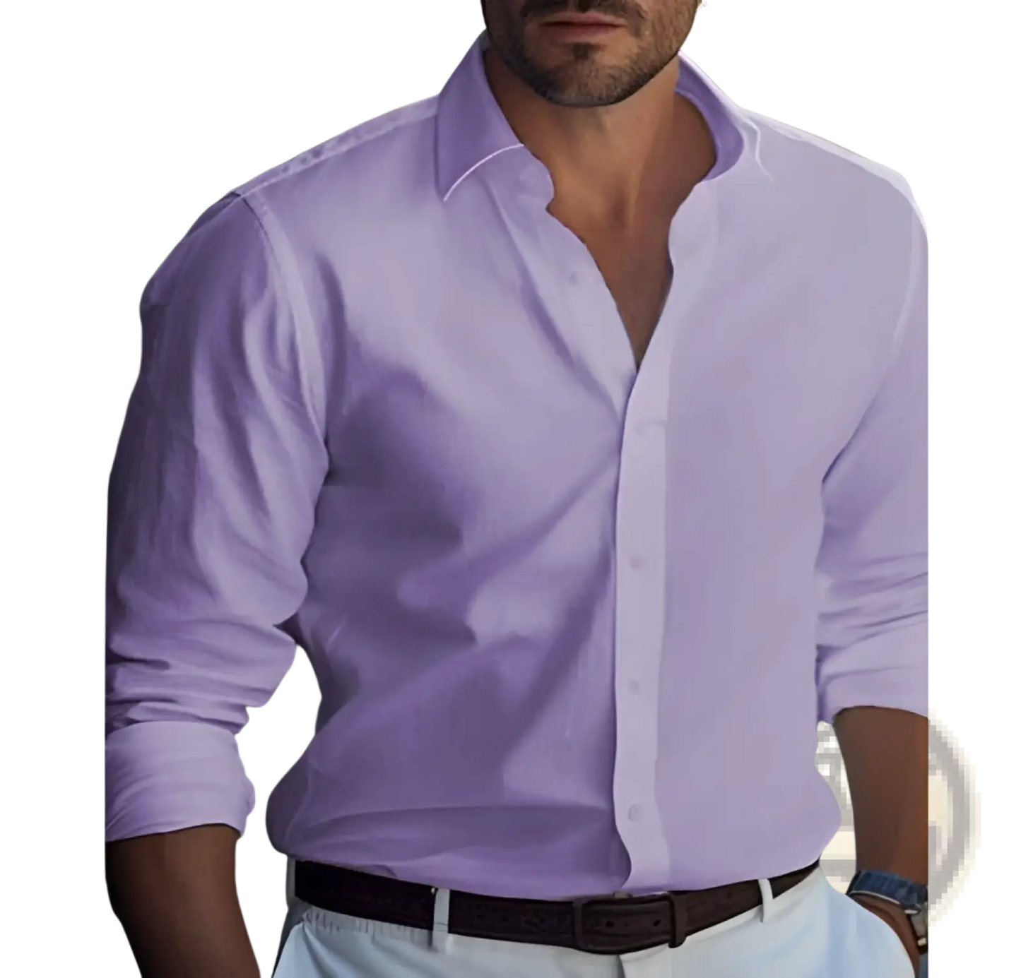 Men's Slim Fit Digital Print Linen Casual Shirt