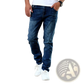 Men's Slim Fit Distressed Dark Wash Denim Jeans