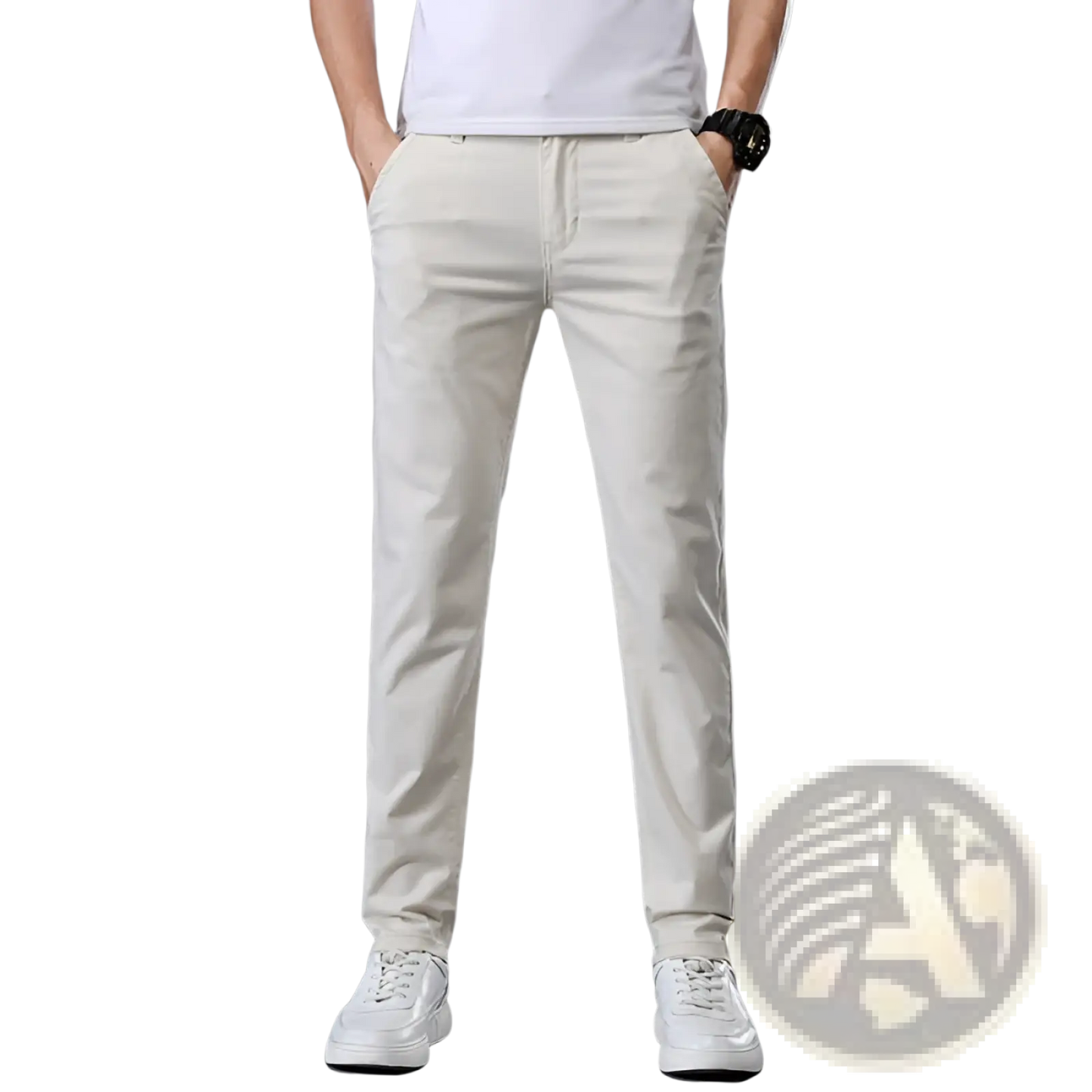 Men's Slim Fit Elastic Cotton Straight Leg Chino Pants