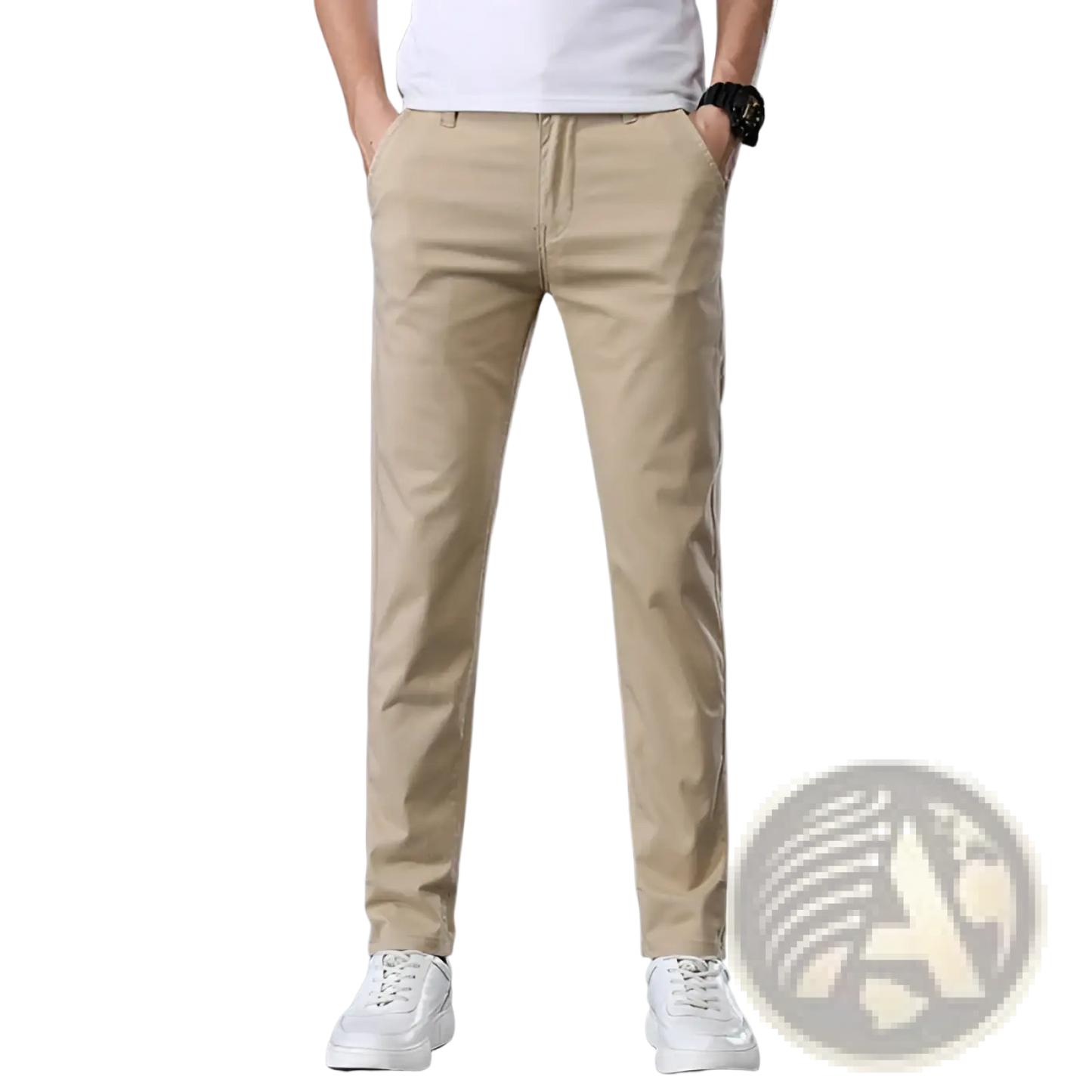 Men's Slim Fit Elastic Cotton Straight Leg Chino Pants