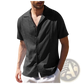 Men's Slim Fit Embroidered Linen Short Sleeve Shirt