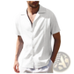 Men's Slim Fit Embroidered Linen Short Sleeve Shirt