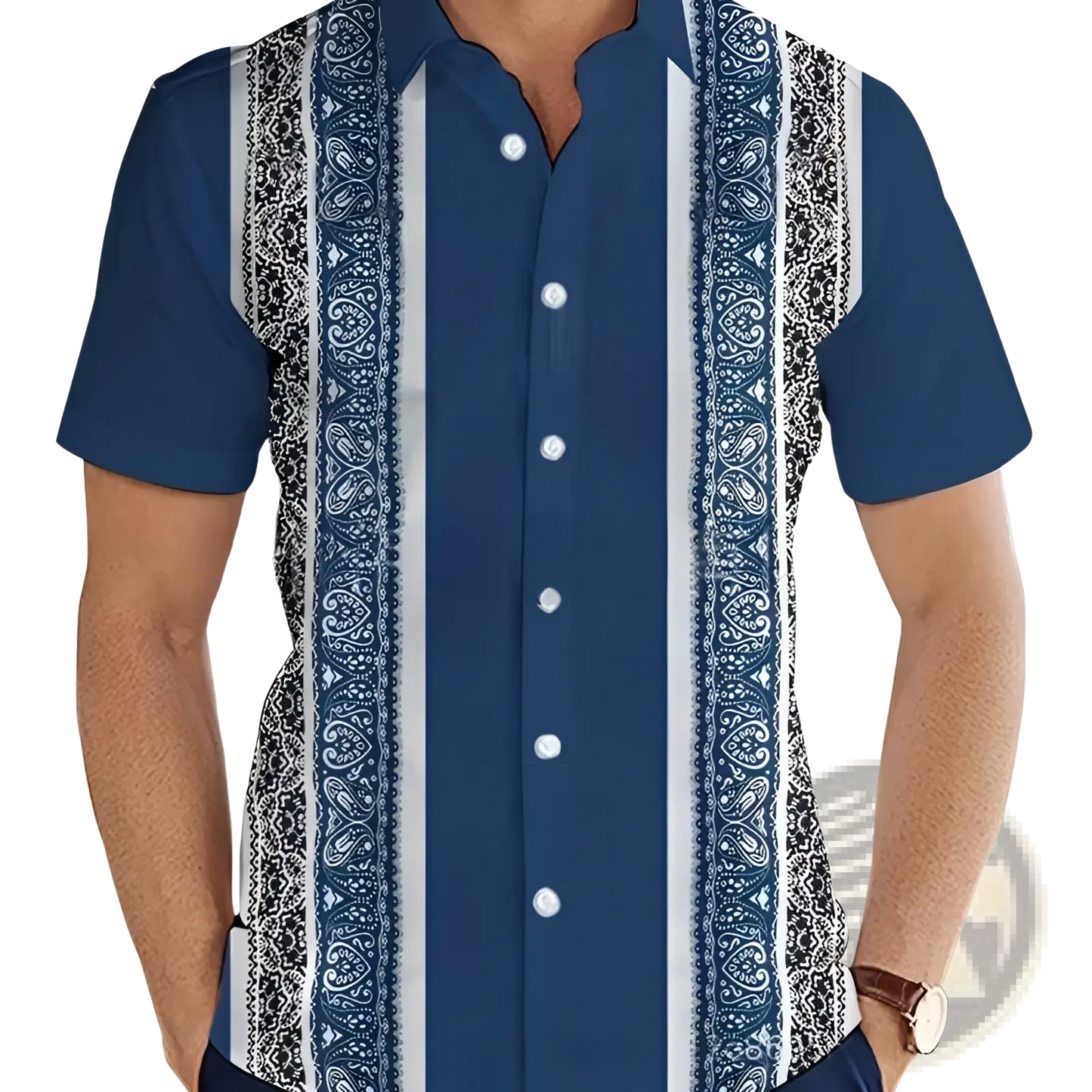 Men's Slim Fit Korean Style Short Sleeve Printed Summer Shirt