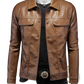 Men's Slim Fit Leather Denim Style Utility Jacket