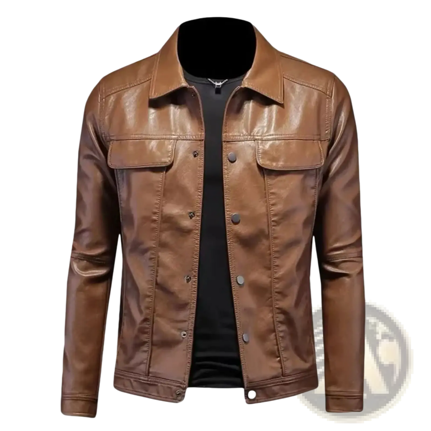 Men's Slim Fit Leather Denim Style Utility Jacket