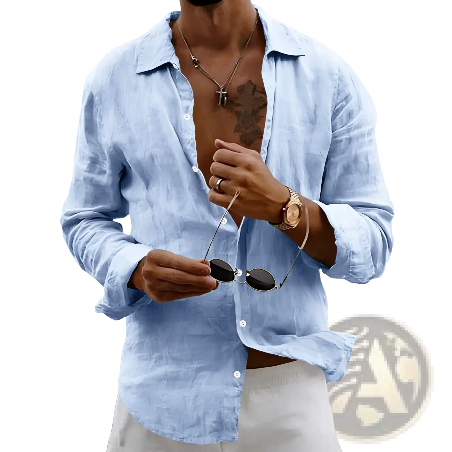 Men's Slim Fit Linen Blend Long Sleeve Casual Shirt