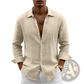 Men's Slim Fit Linen Blend Long Sleeve Casual Shirt