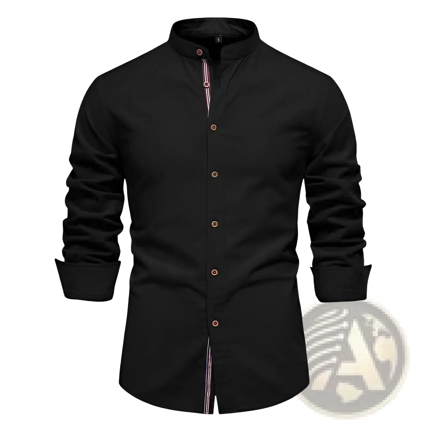 Men's Slim Fit Linen Blend Mandarin Collar Shirt