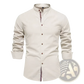 Men's Slim Fit Linen Blend Mandarin Collar Shirt