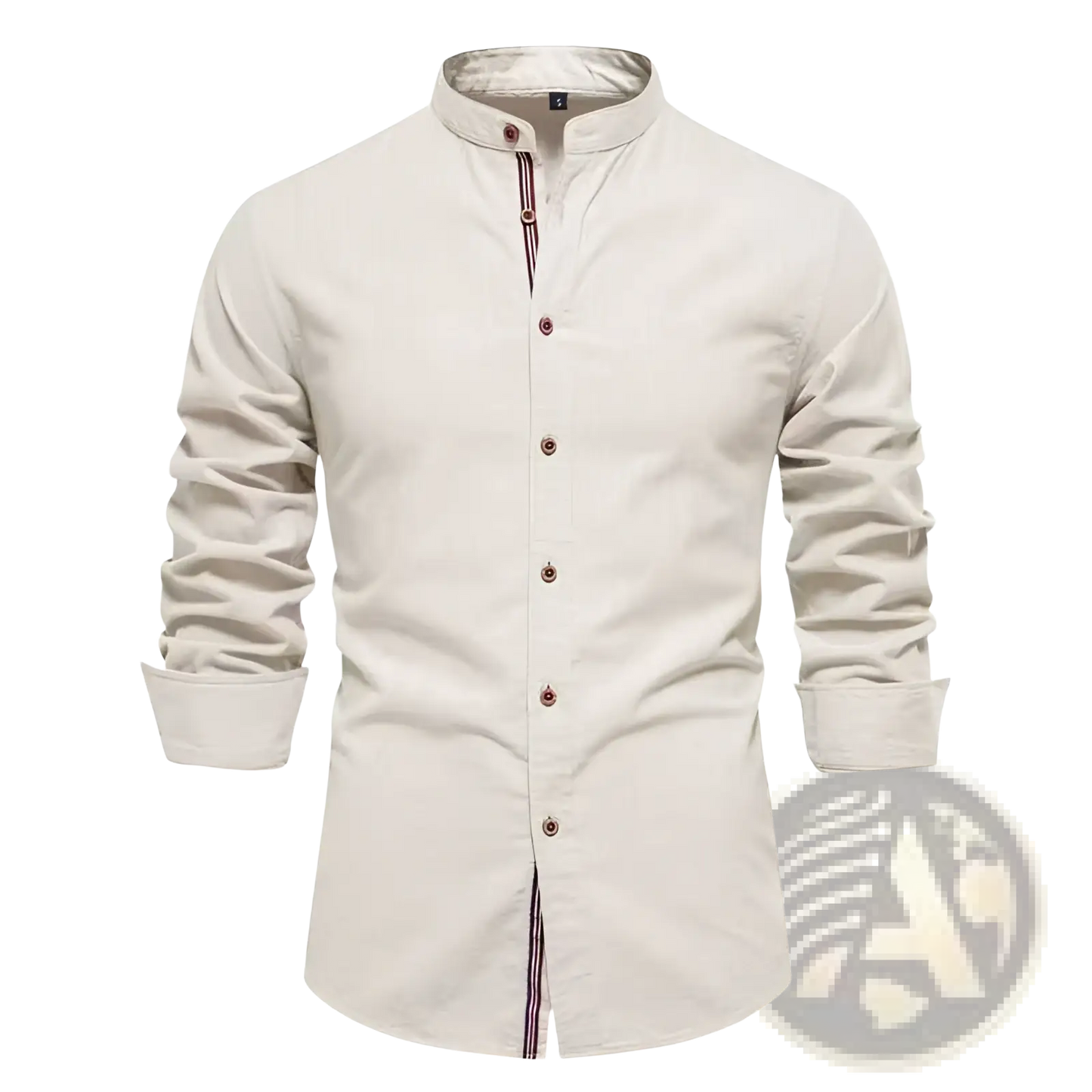 Men's Slim Fit Linen Blend Mandarin Collar Shirt