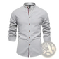 Men's Slim Fit Linen Blend Mandarin Collar Shirt