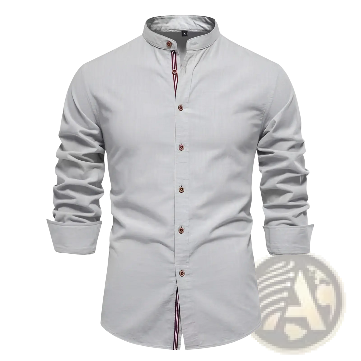 Men's Slim Fit Linen Blend Mandarin Collar Shirt