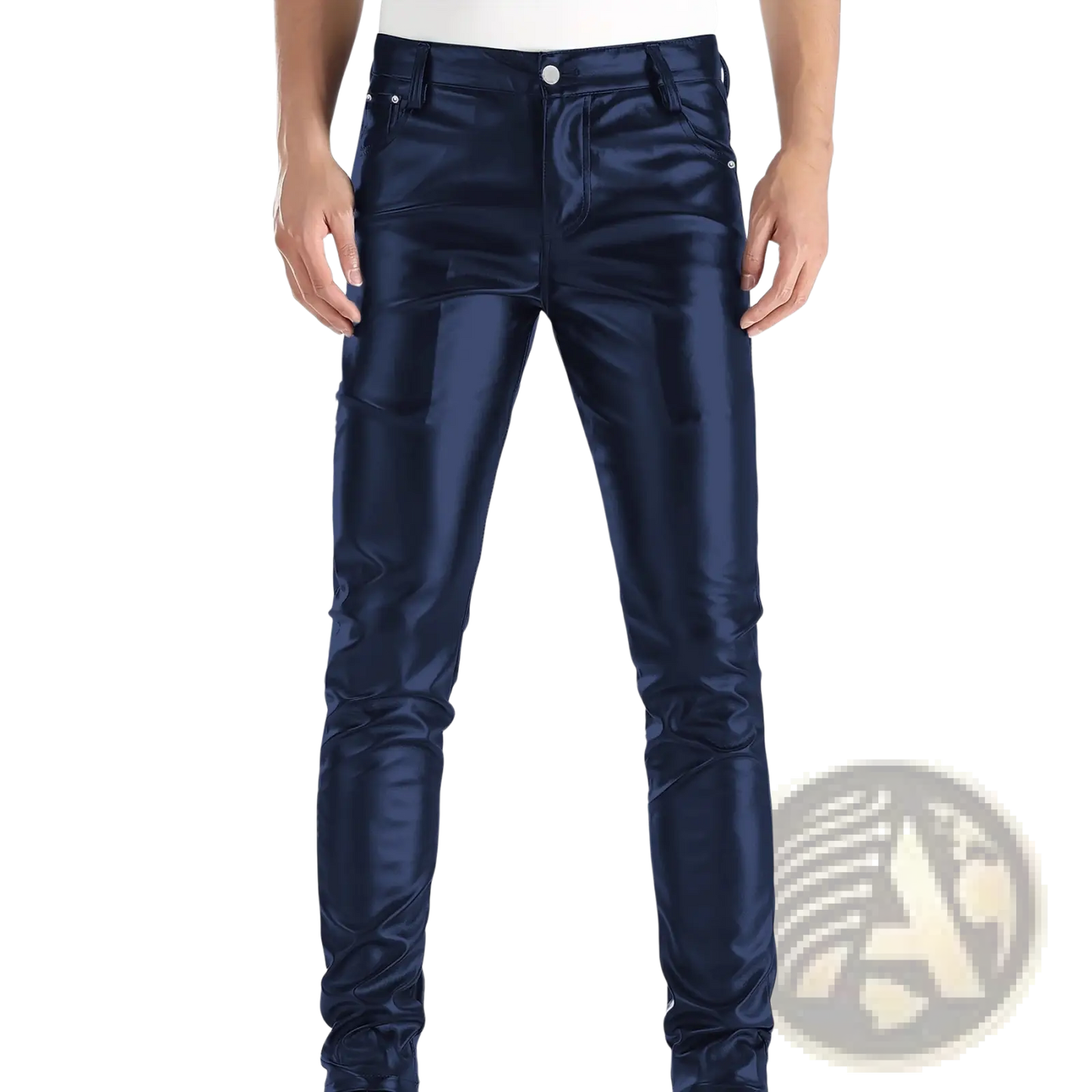 Men's Slim Fit Metallic and Matte Faux Leather Pants