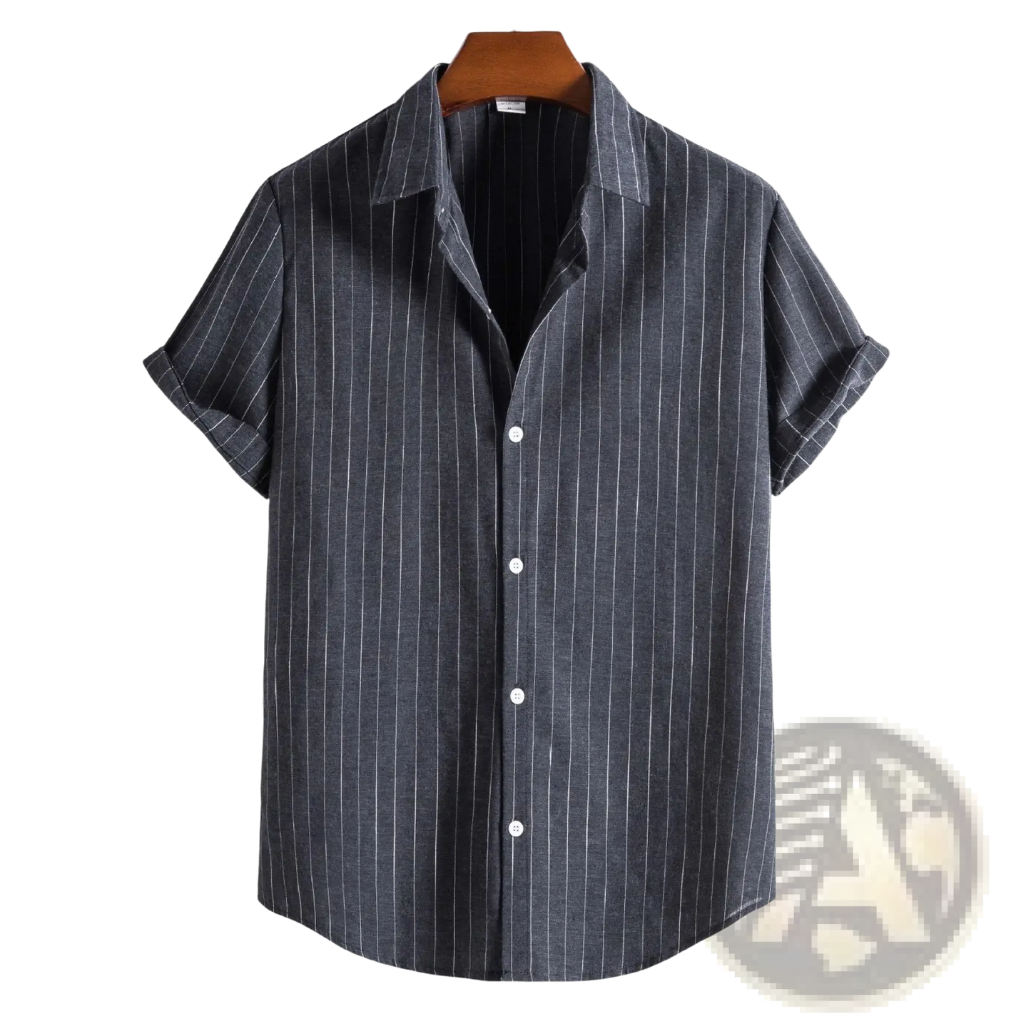 Men's Slim Fit Pinstripe Short Sleeve Button Up Shirt