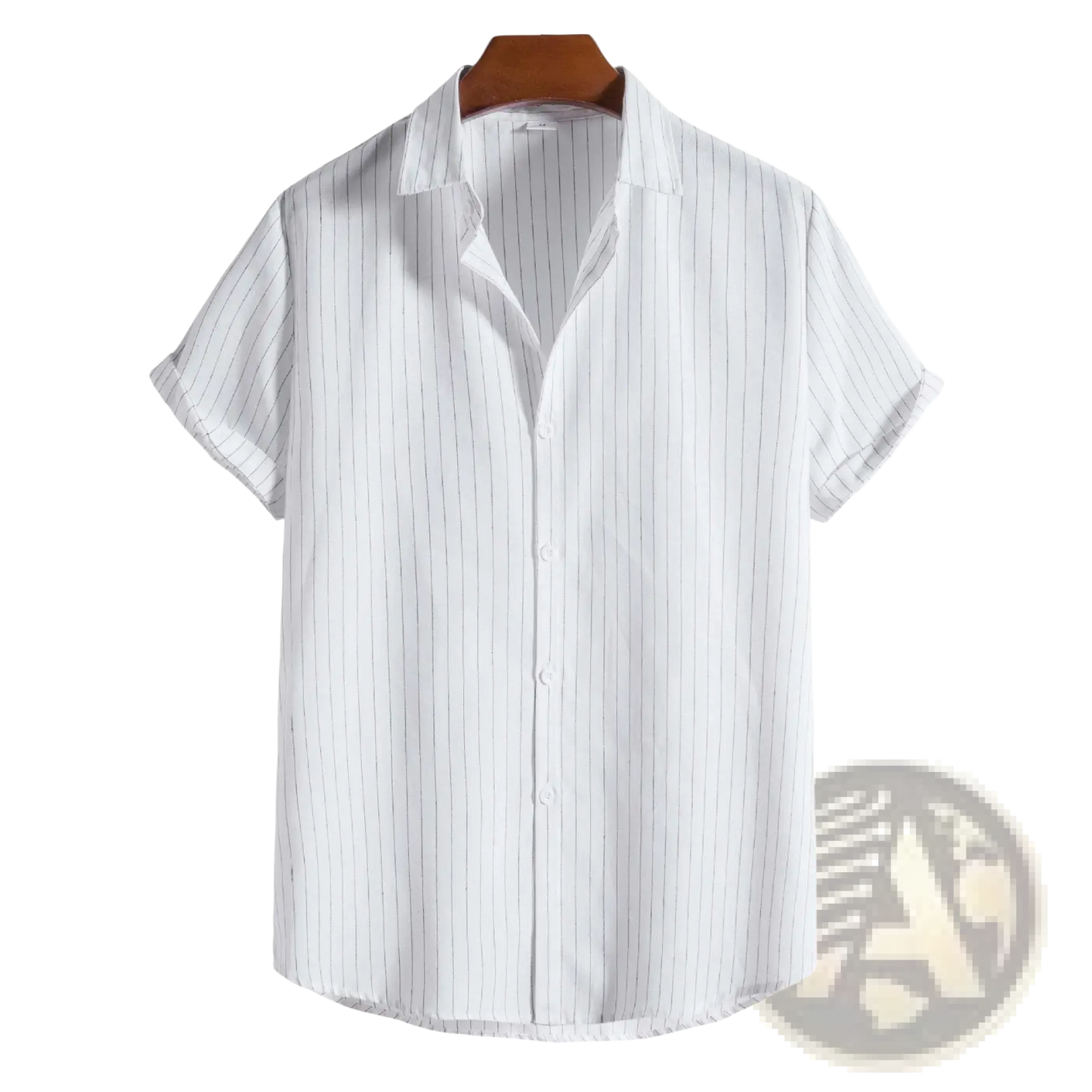 Men's Slim Fit Pinstripe Short Sleeve Button Up Shirt