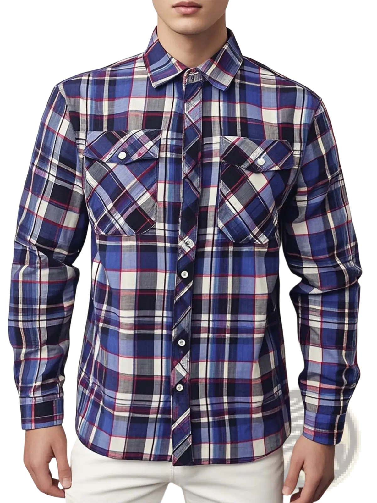 Men's Slim Fit Plaid Flannel Button Up Shirt