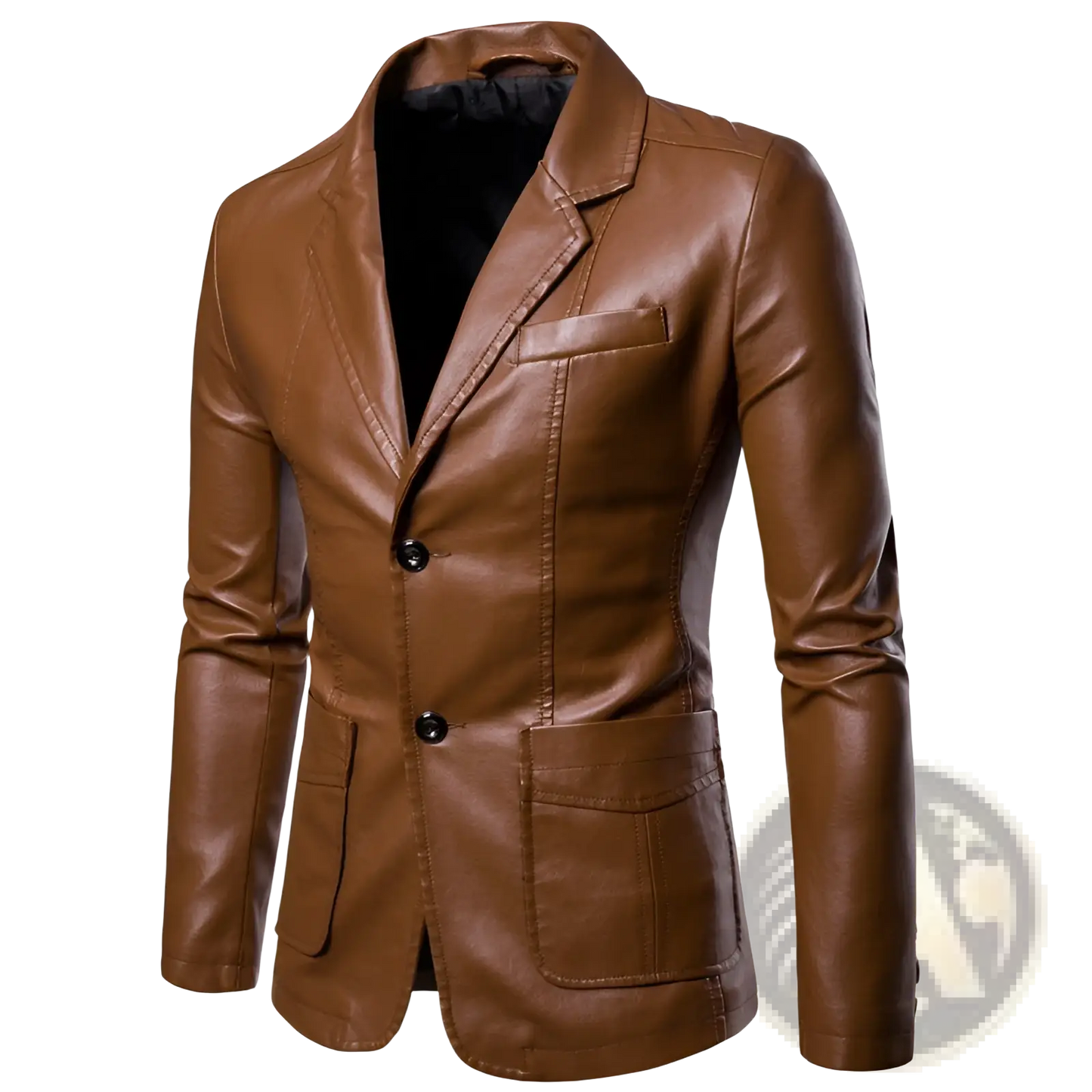 Men's Slim Fit Pu Leather Blazer Jacket