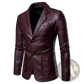 Men's Slim Fit Pu Leather Blazer Jacket