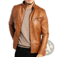 Men's Slim Fit Pu Leather Punk Motorcycle Jacket