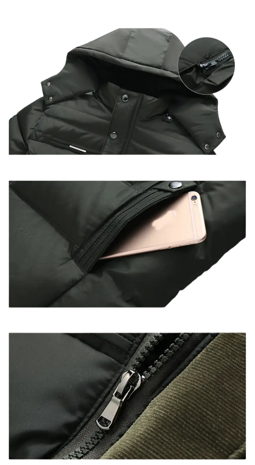 Men's Slim Fit Quilted Winter Jacket with Fleece Lining