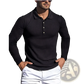 Men's Slim Fit Ribbed Knit Long Sleeve Polo Shirt