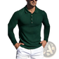 Men's Slim Fit Ribbed Knit Long Sleeve Polo Shirt