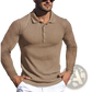 Men's Slim Fit Ribbed Knit Long Sleeve Polo Shirt