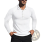 Men's Slim Fit Ribbed Knit Long Sleeve Polo Shirt