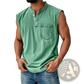 Men's Slim Fit Sleeveless Denim Henley Shirt