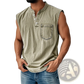 Men's Slim Fit Sleeveless Denim Henley Shirt