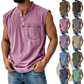 Men's Slim Fit Sleeveless Denim Henley Shirt