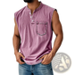 Men's Slim Fit Sleeveless Denim Henley Shirt