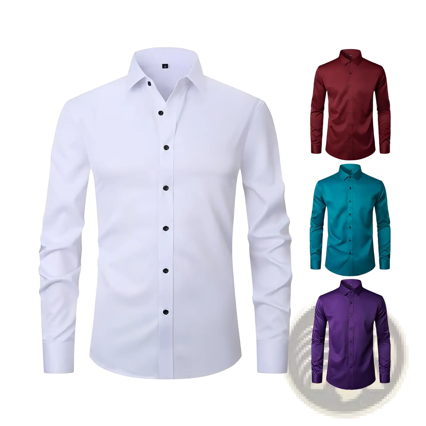 Men's Slim Fit Stretch Satin Long Sleeve Dress Shirt