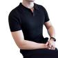 Men's Slim Fit Textured Knit Summer Polo Shirt