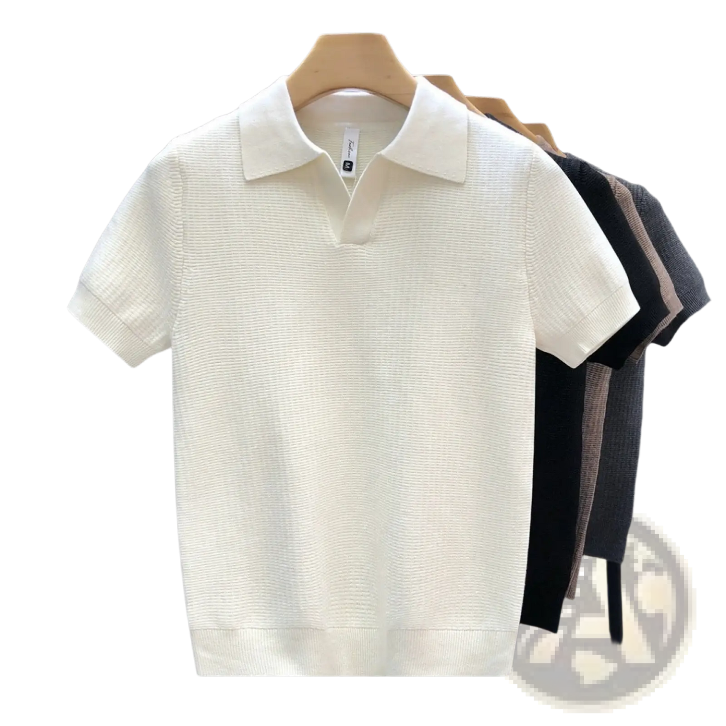Men's Slim Fit Textured Knit Summer Polo Shirt
