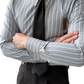 Men's Slim Fit Vertical Striped Long Sleeve Business Shirt