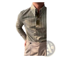 Men's Slim Fit Vertical Striped Long Sleeve Business Shirt