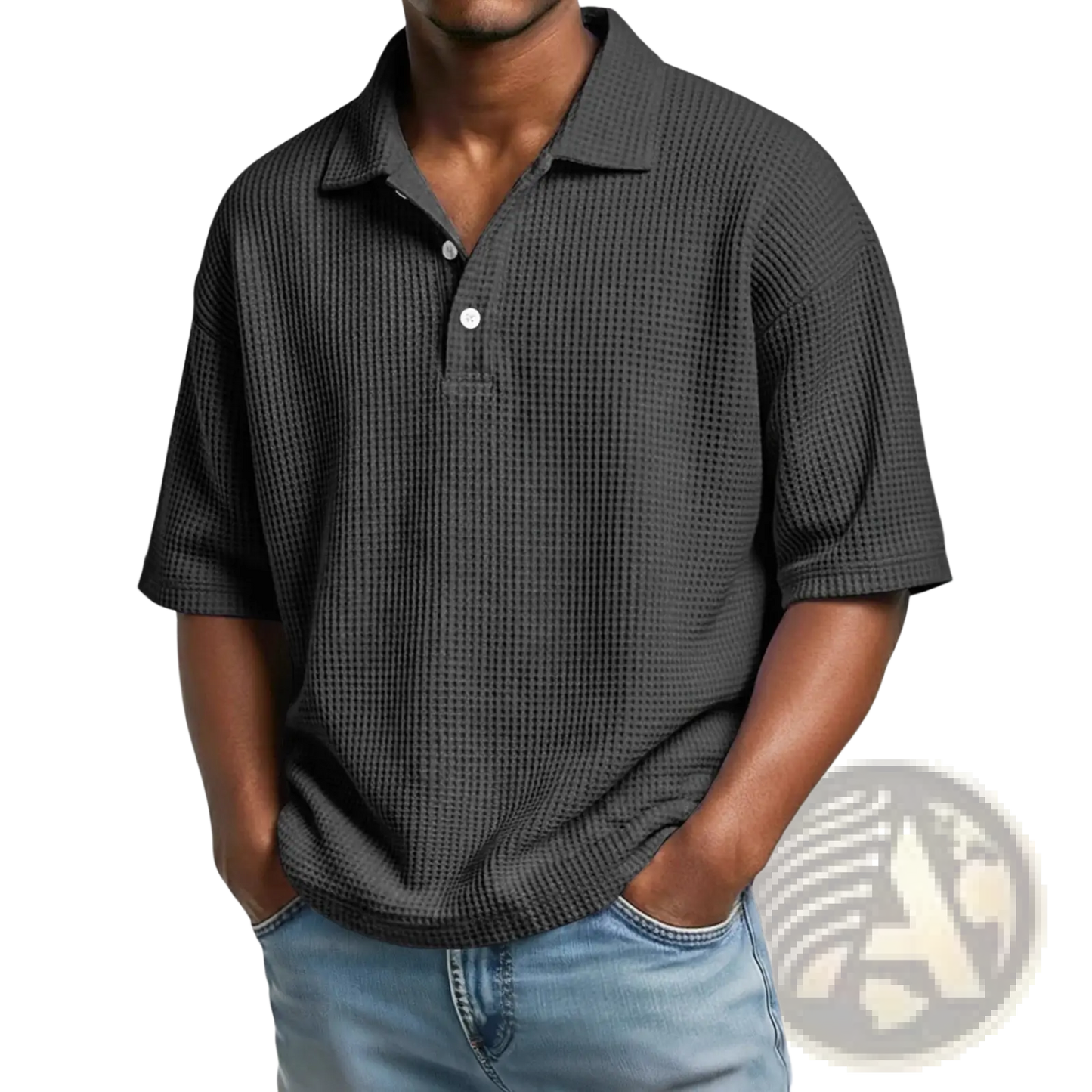 Men’s Slim Fit Waffle Knit Short Sleeve Polo Shirt