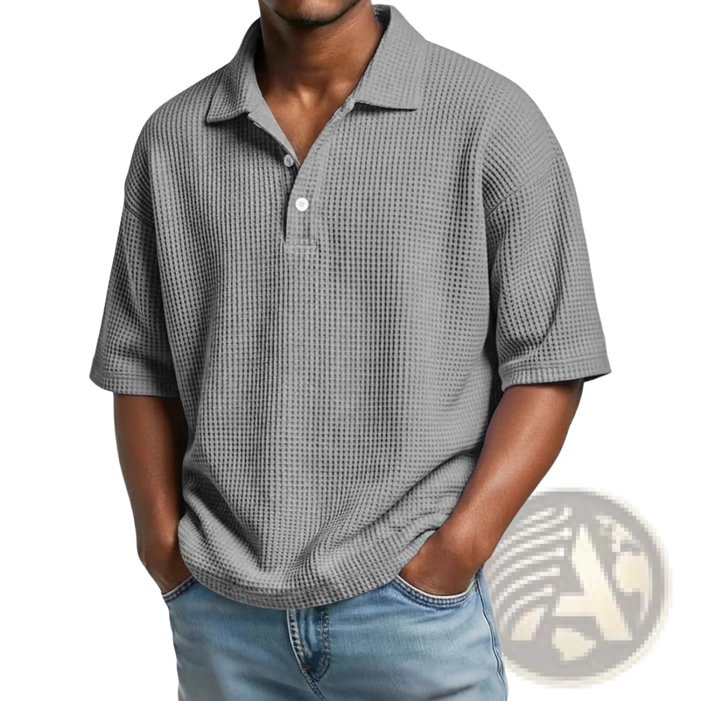 Men’s Slim Fit Waffle Knit Short Sleeve Polo Shirt