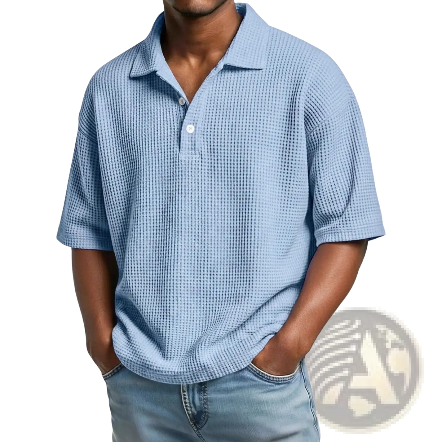 Men’s Slim Fit Waffle Knit Short Sleeve Polo Shirt