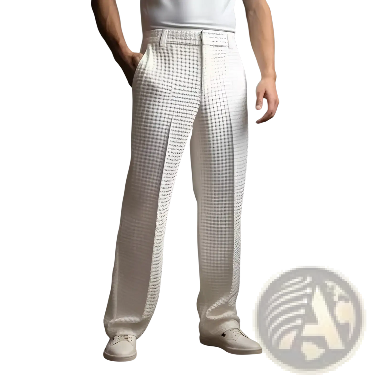 Men's Slim Fit Waffle Knit Straight Leg Business Trousers