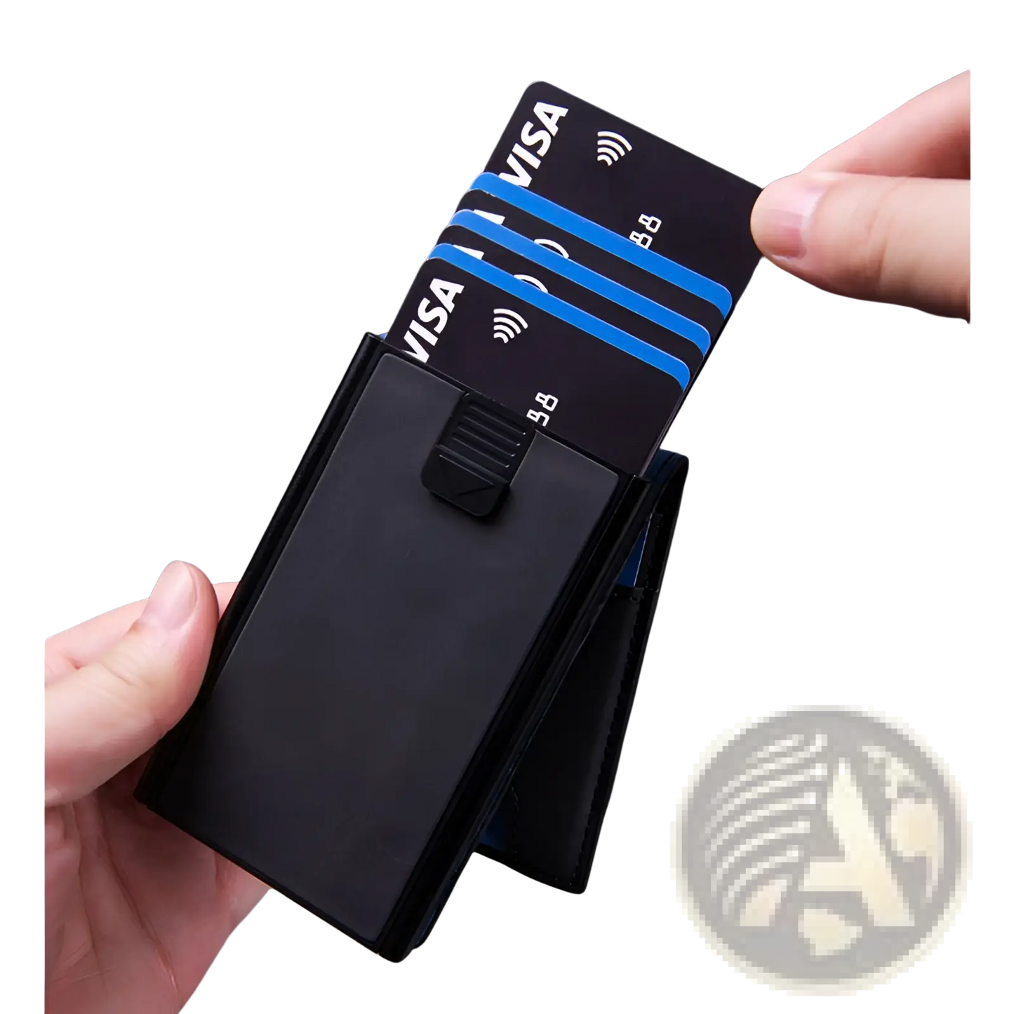 Men's Slim Rfid Blocking Pop Up Wallet with Money Clip