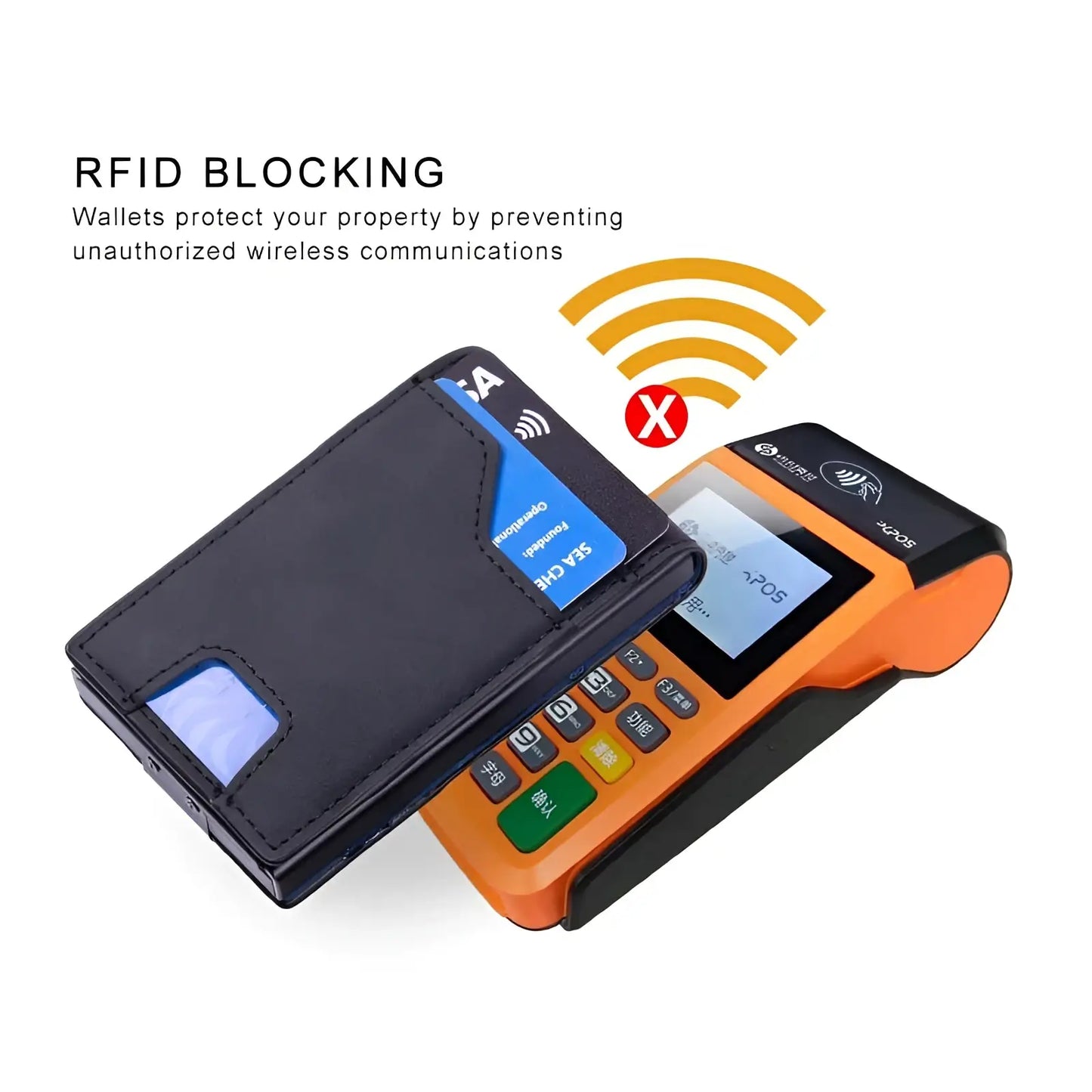Men's Slim Rfid Blocking Pop Up Wallet with Money Clip