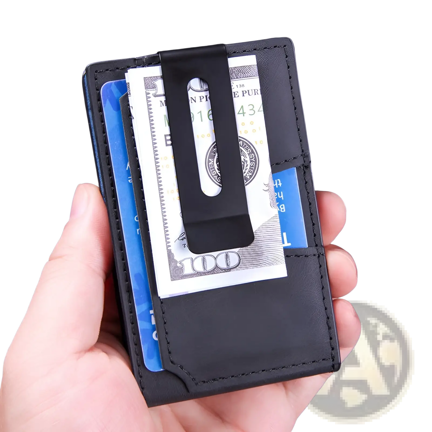 Men's Slim Rfid Blocking Pop Up Wallet with Money Clip