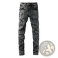 Men's Smoky Gray Slim Fit Distressed Retro Skinny Jeans