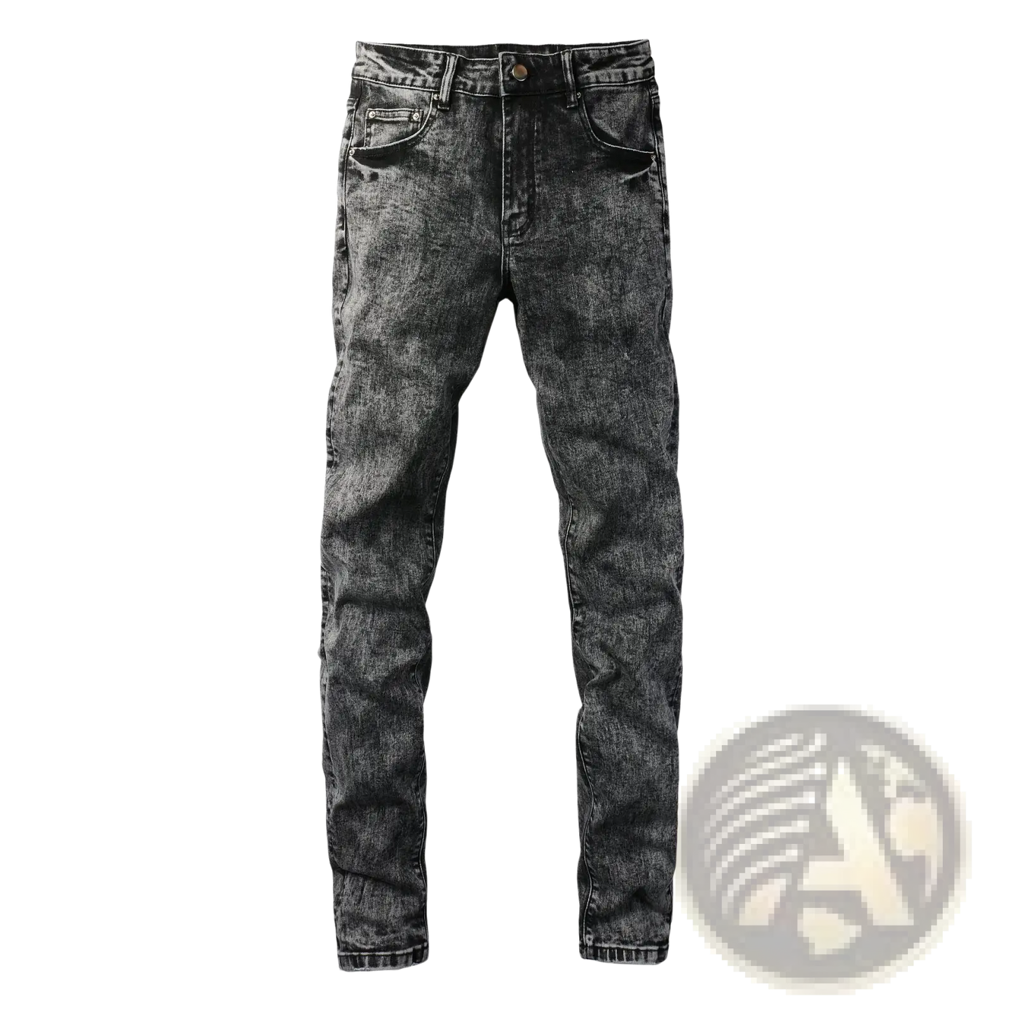 Men's Smoky Gray Slim Fit Distressed Retro Skinny Jeans