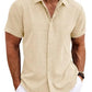 Men's Relaxed Fit Solid Linen Short Sleeve Shirt